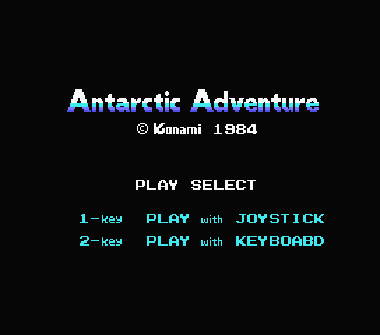 Antarctic Adventure title screen for MSX